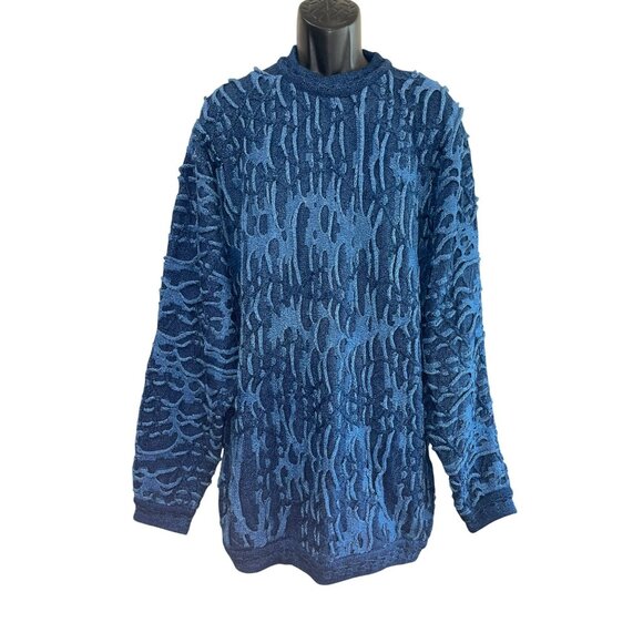 New Coogi 3D Vintage Blue Textured Sweater | Unisex Sweater or Sweater Dress | S - Picture 5 of 9